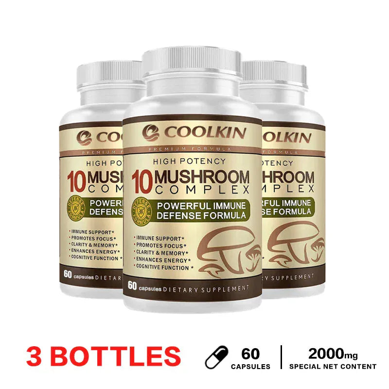 10 Mushroom Complex Capsules – Focus, Energy & Immune Support