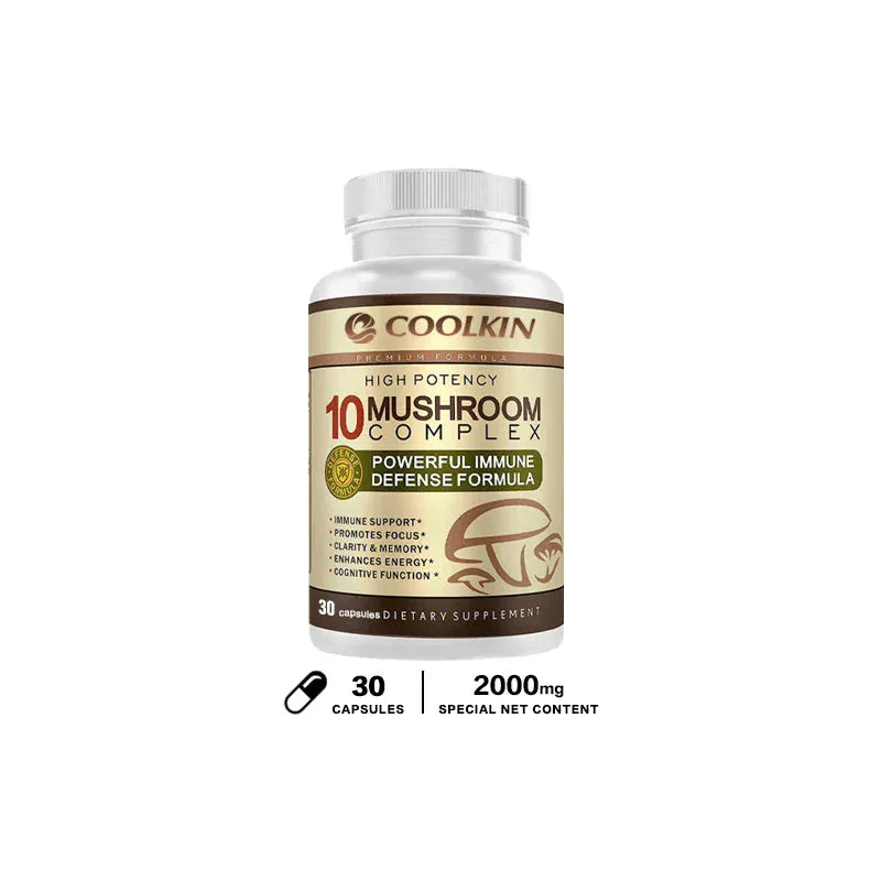 10 Mushroom Complex Capsules – Focus, Energy & Immune Support
