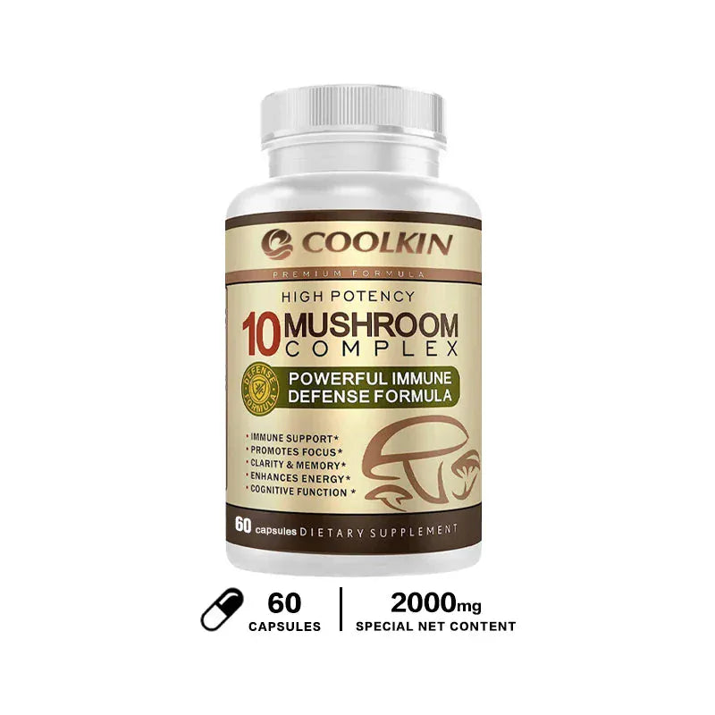10 Mushroom Complex Capsules – Focus, Energy & Immune Support