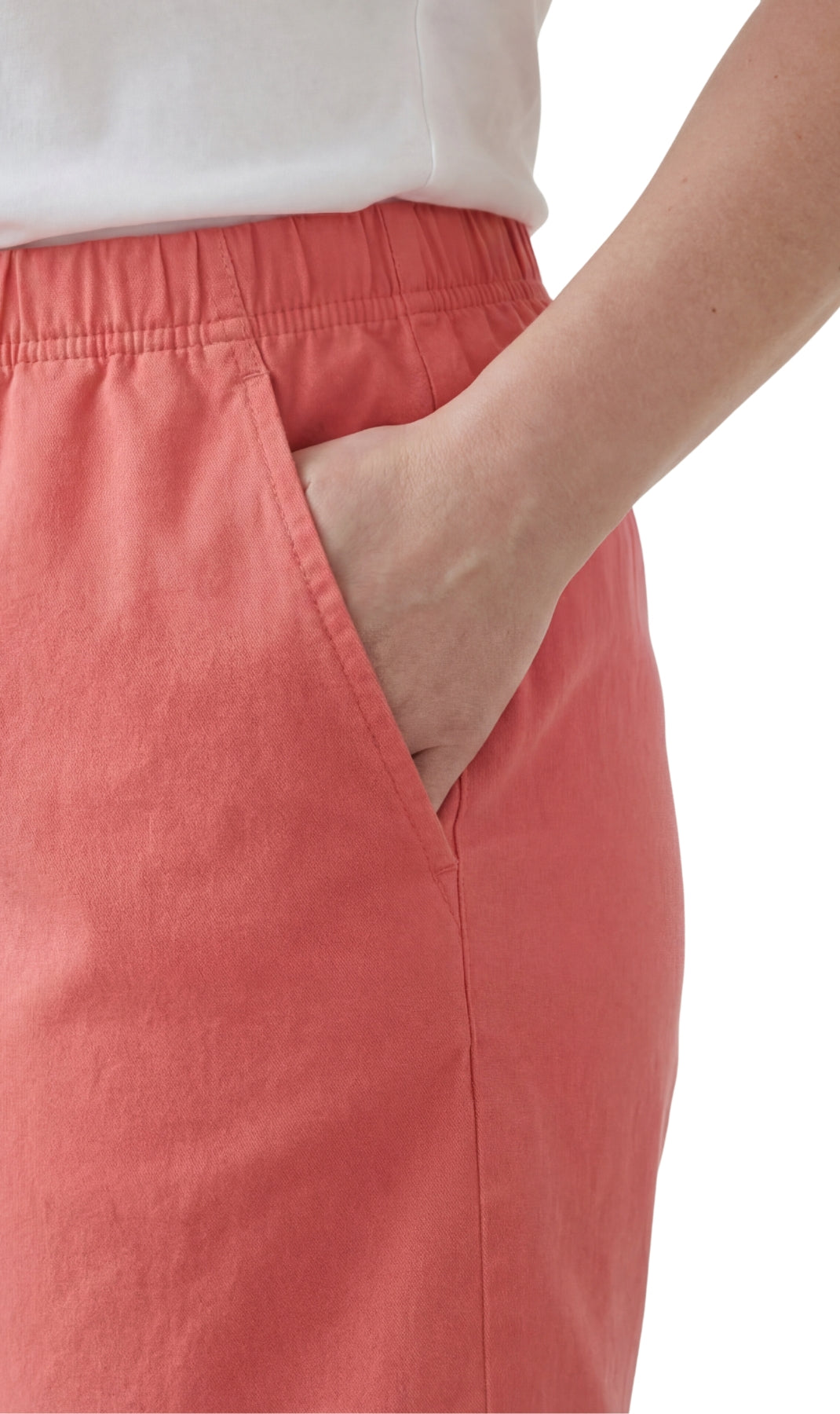 Women's Pull On Denim & Twill Shorts with stretch waist - No zipper or buttons