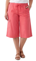 Women's 100% Calcutta Cotton Split Skirt Culottes with Cargo Pockets