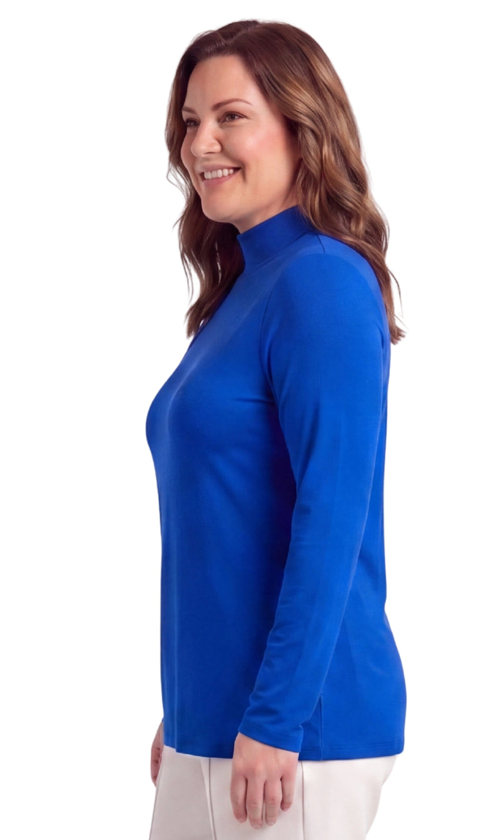Women's Long Sleeve Cotton Blend Mock Neck Top - An All-Season Essential