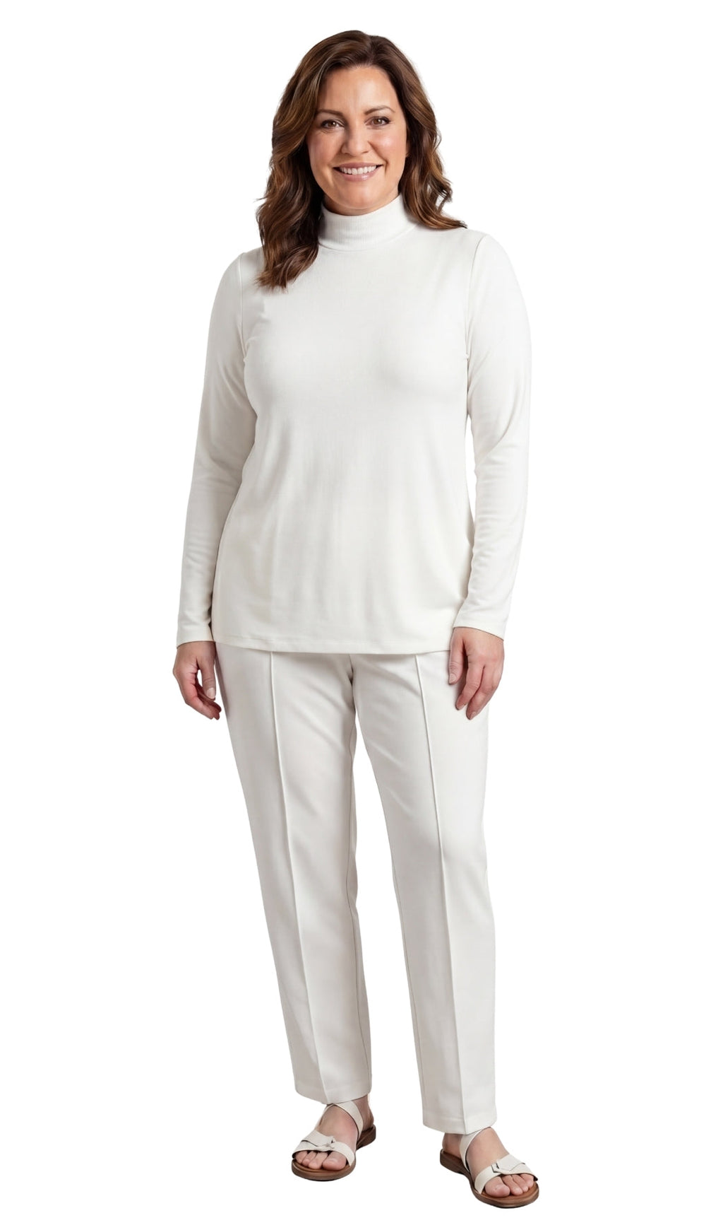 Women's Long Sleeve Cotton Blend Mock Neck Top - An All-Season Essential