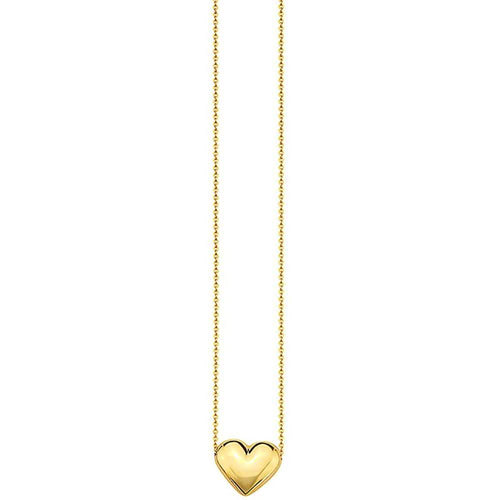 10K Gold Puffed Heart Necklace for Women Adjustable