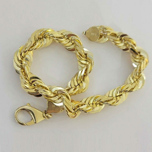 10k Yellow Gold Mens 6mm Diamond Cut Rope Genuine Italian Chain Link Bracelet 8"