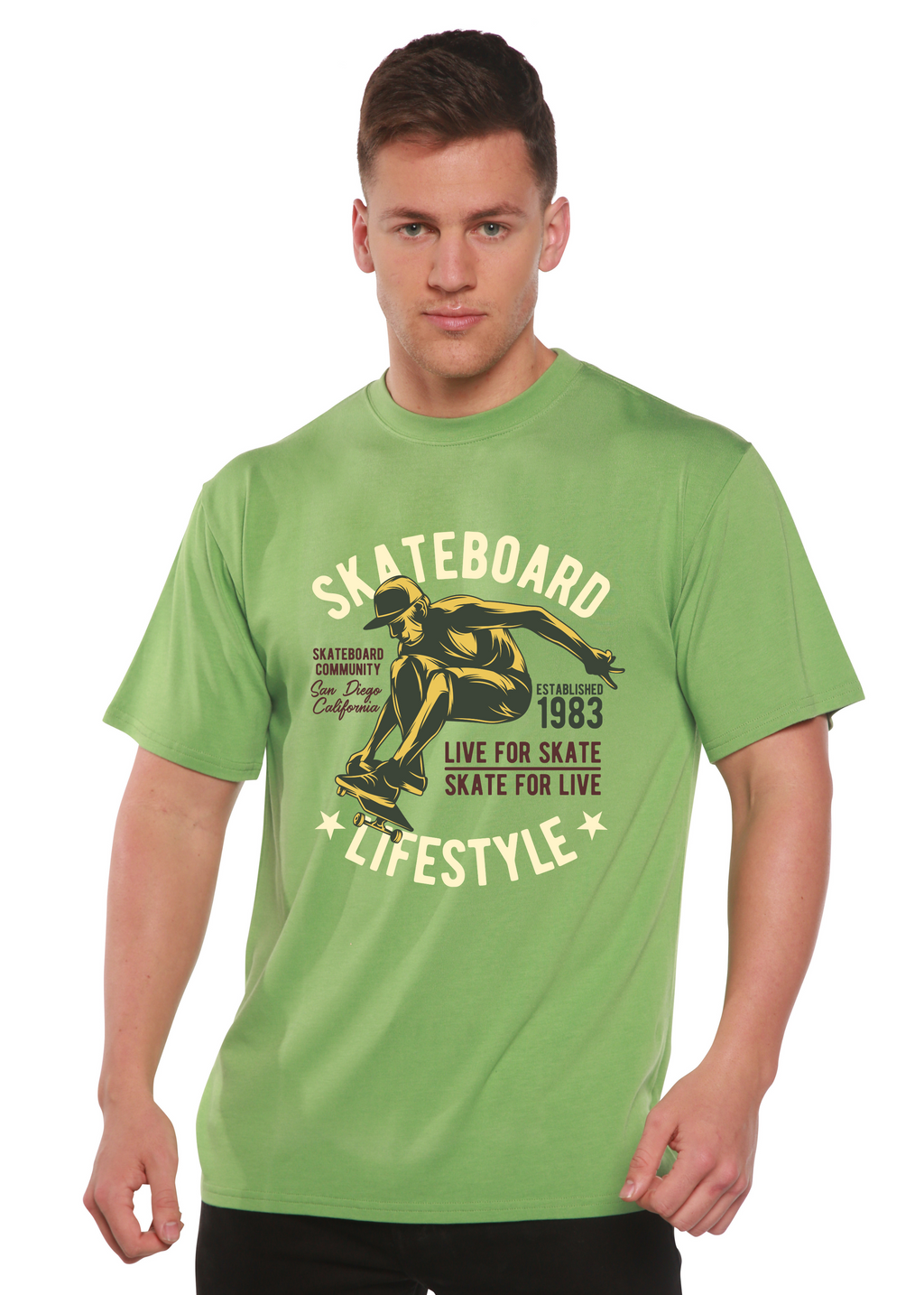 Skateboard Lifestyle Men's Bamboo Viscose/Organic Cotton Short Sleeve Graphic T-Shirt