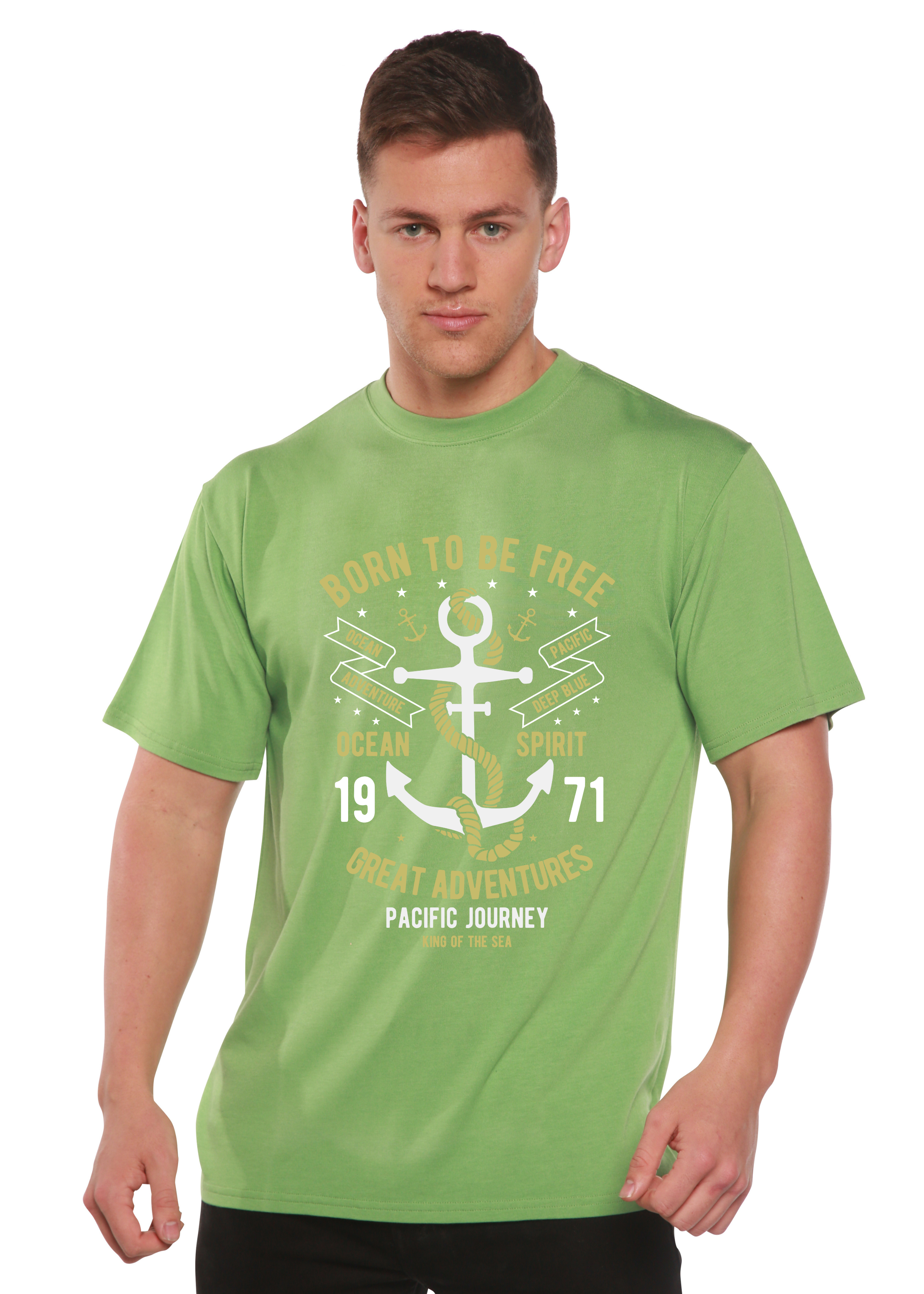 Born To Be Free Men's Bamboo Viscose/Organic Cotton Short Sleeve Graphic T-Shirt