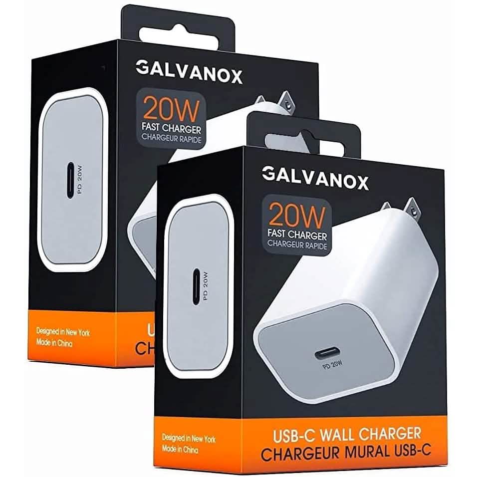 2-Pack: 20W USB-C Wall Charger Plug - Designed for Fast Charging