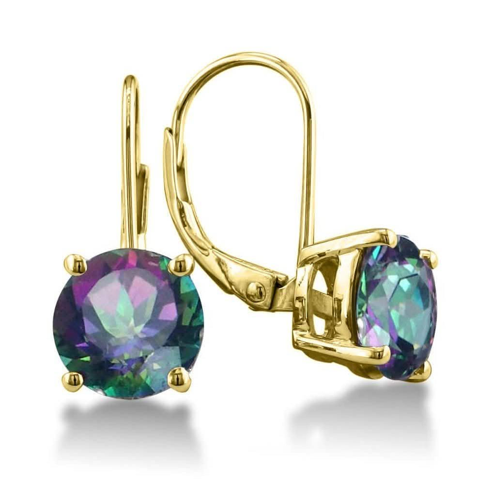 3.50 CTTW Genuine Rainbow Topaz Leverback Earrings