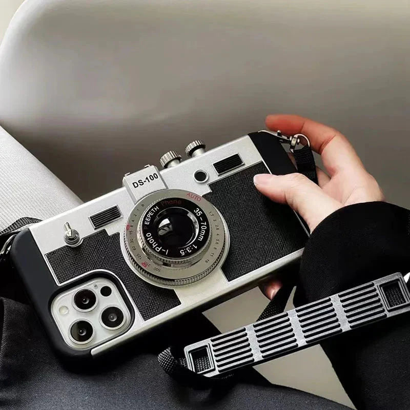 3D Retro Camera Leather Case for IPhone.