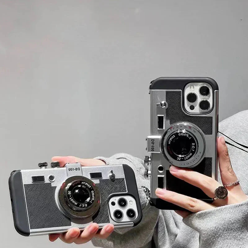 3D Retro Camera Leather Case for IPhone.