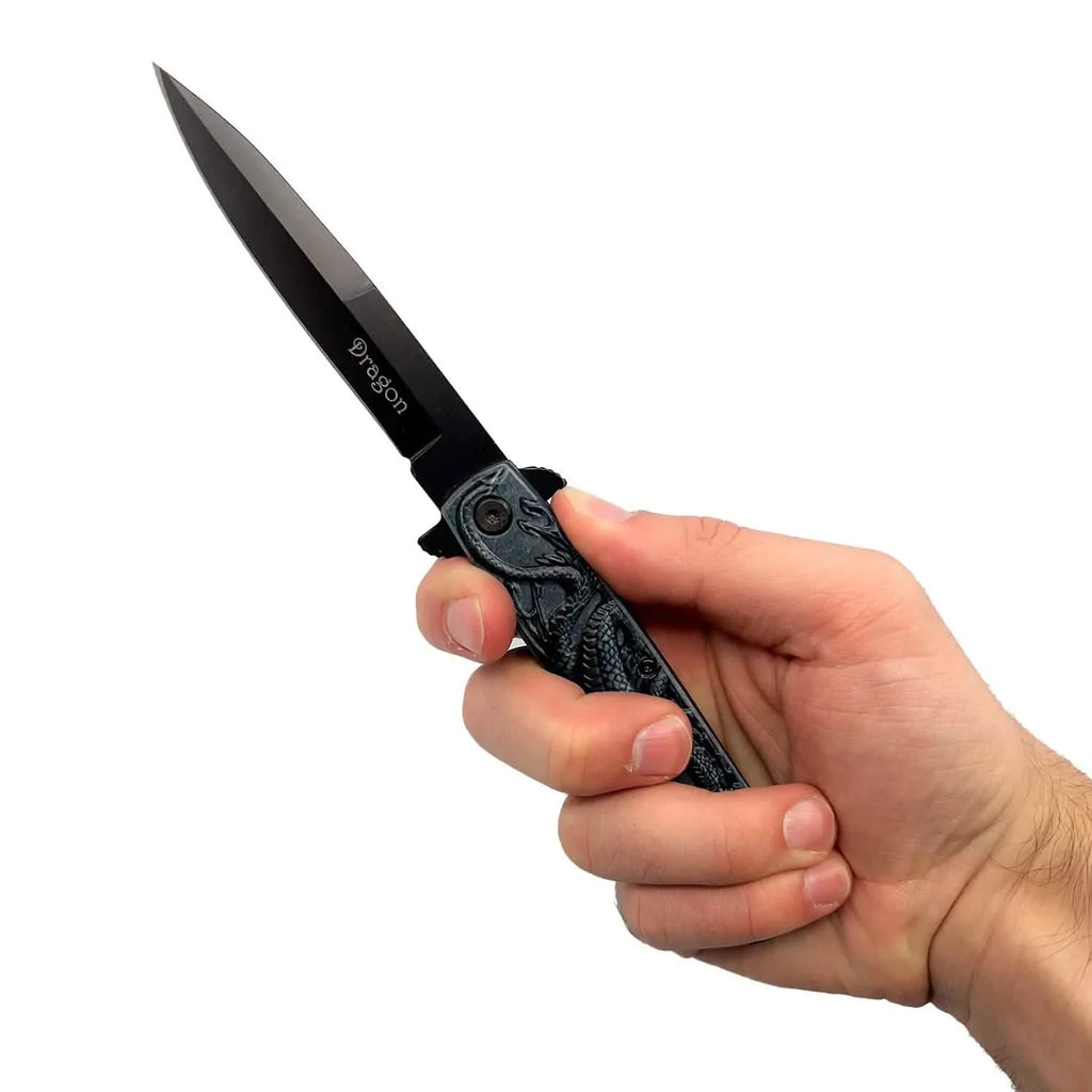 4" Black Dragon Knife with ABS Handle