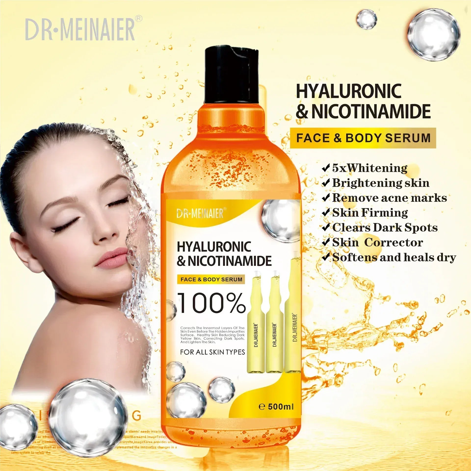 500ml Hyaluronic Acid Brightening Face & Body Serum