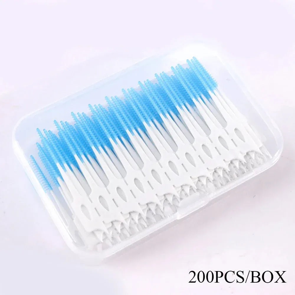 50pcs Interdental Brush & Floss Picks – Bamboo Charcoal