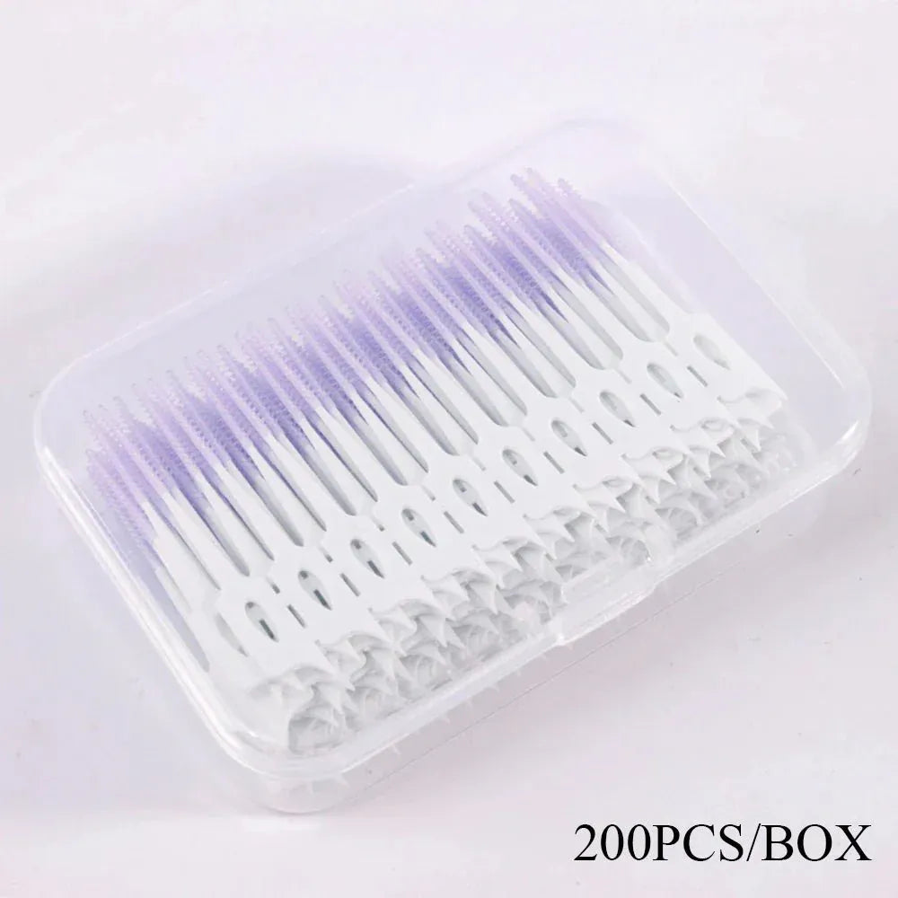50pcs Interdental Brush & Floss Picks – Bamboo Charcoal