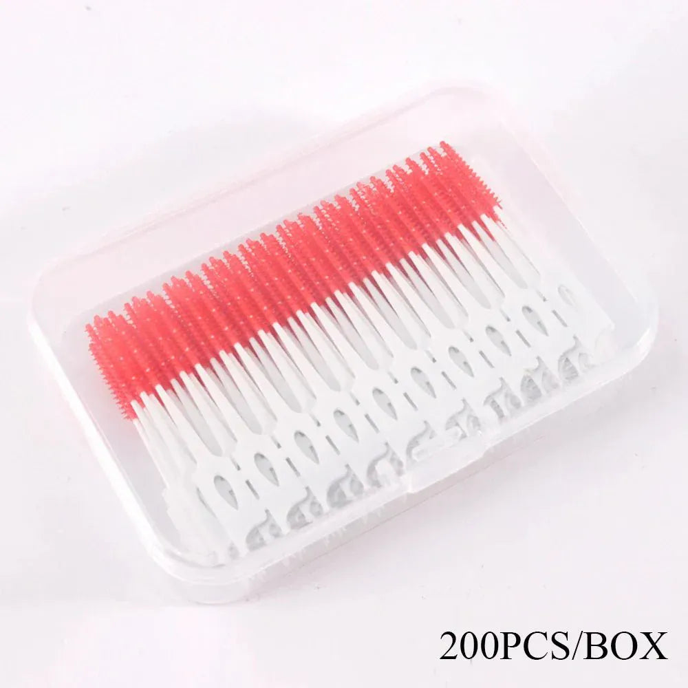 50pcs Interdental Brush & Floss Picks – Bamboo Charcoal