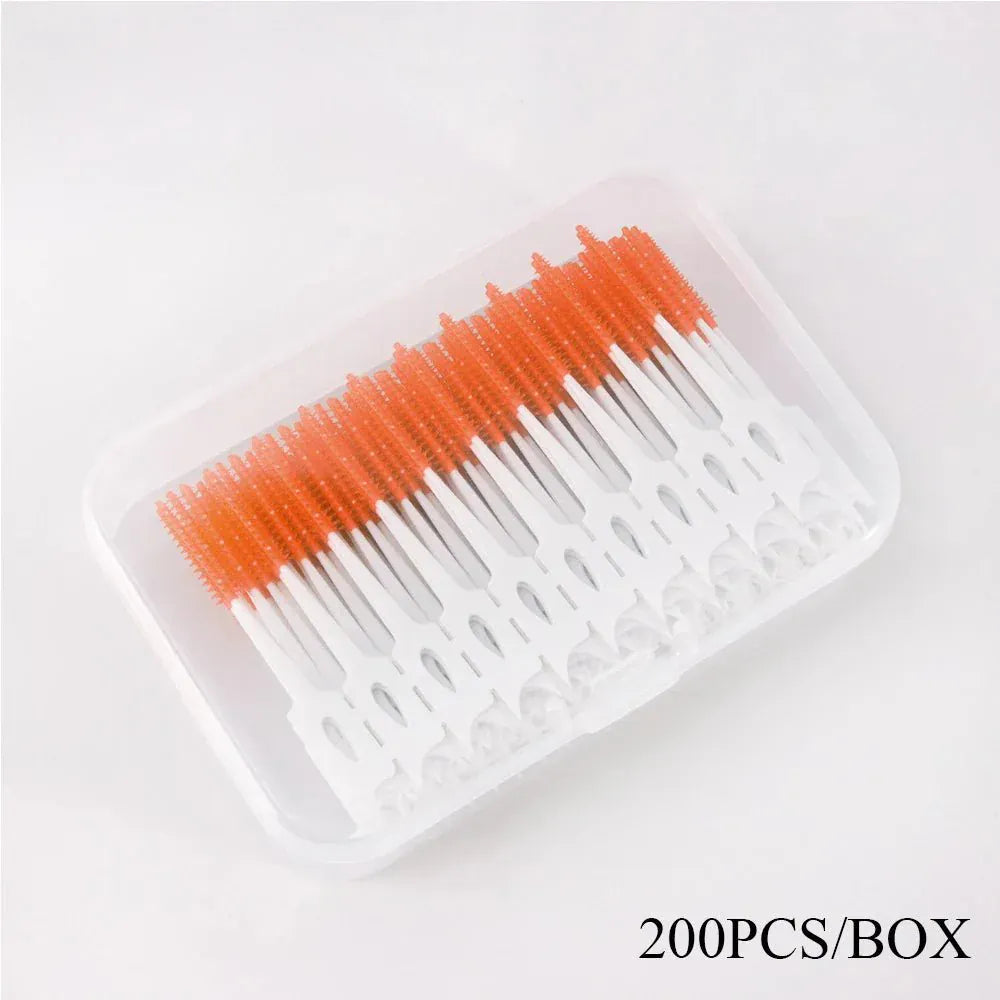 50pcs Interdental Brush & Floss Picks – Bamboo Charcoal