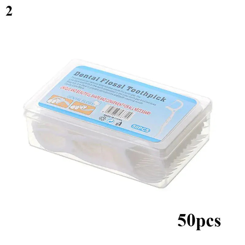 50pcs Interdental Brush & Floss Picks – Bamboo Charcoal