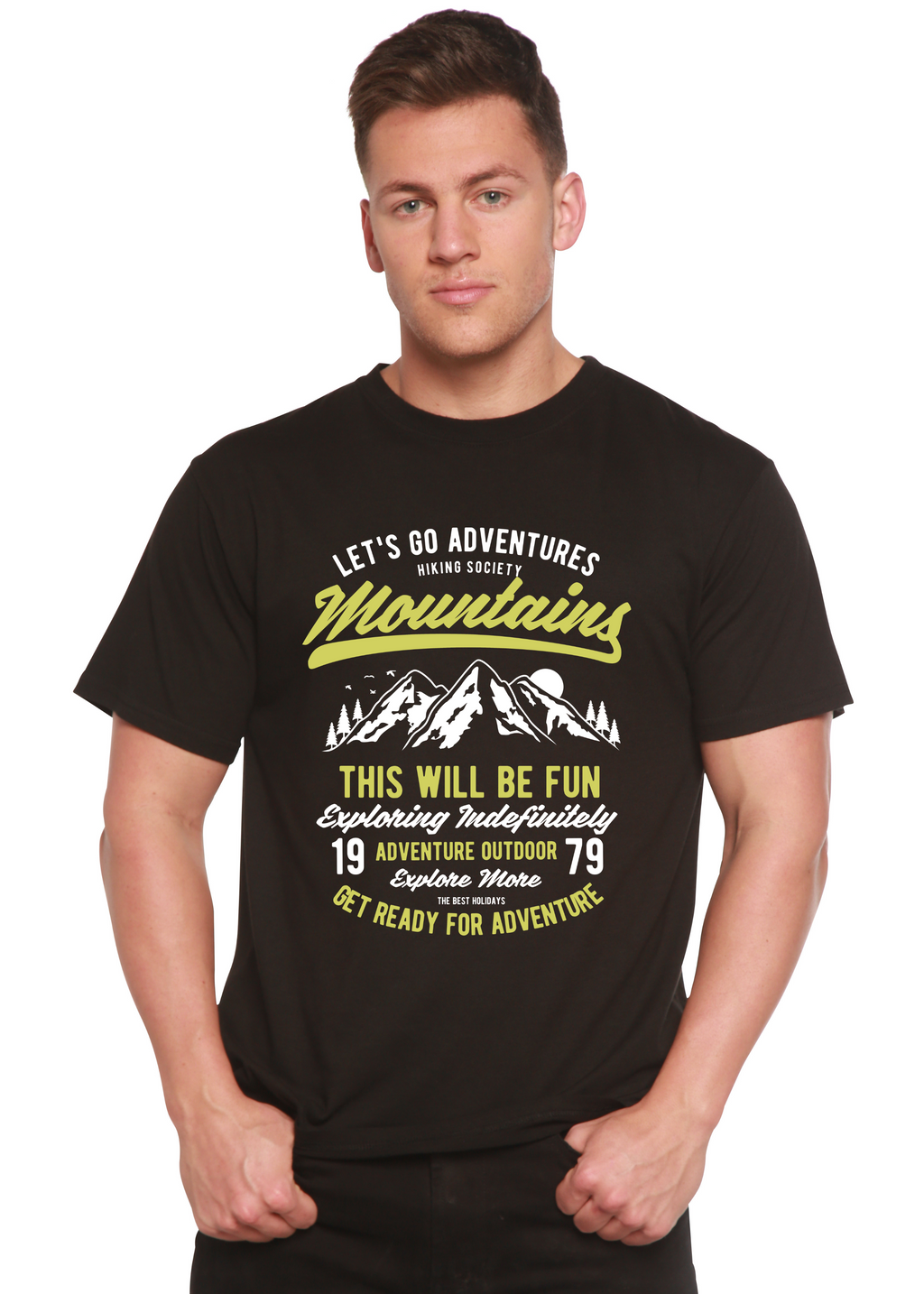 Let's Go Adventure Men's Bamboo Viscose/Organic Cotton Short Sleeve Graphic T-Shirt