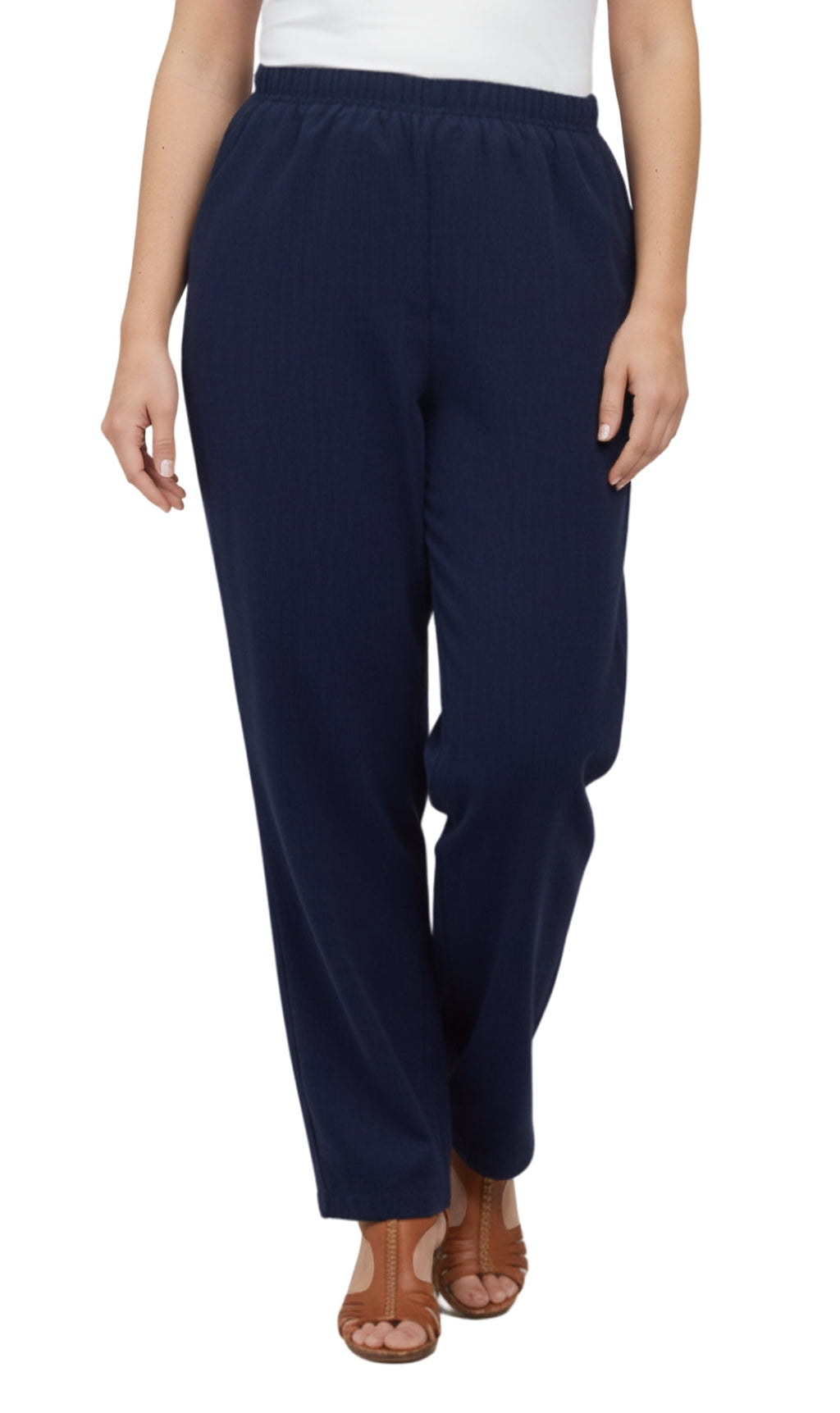 Womens Pull On Fine Wale Corduroy Pants with soft-covered elastic waist