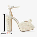 Beaded Thick Heel Platform Sandals For Women.