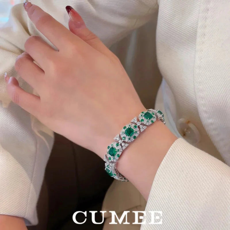 Diamond Cultivated Synthetic Emerald Bracelet.