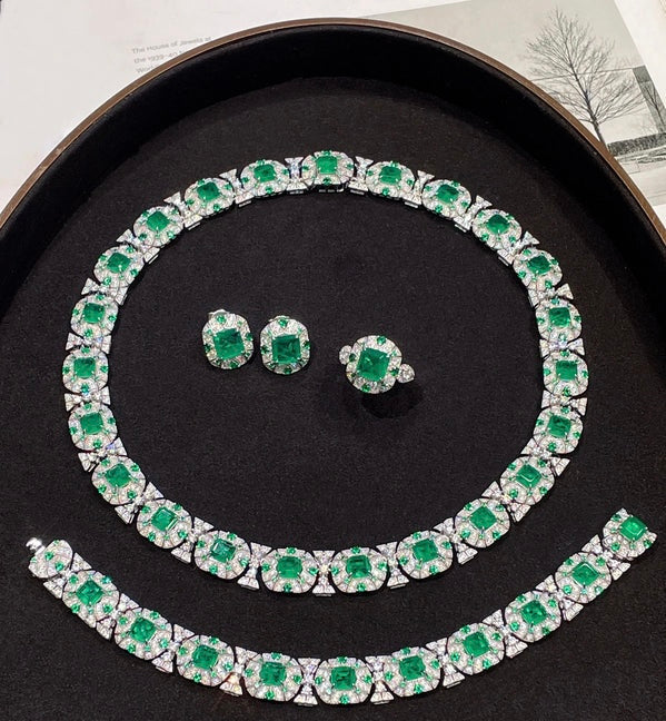 Diamond Cultivated Synthetic Emerald Bracelet.