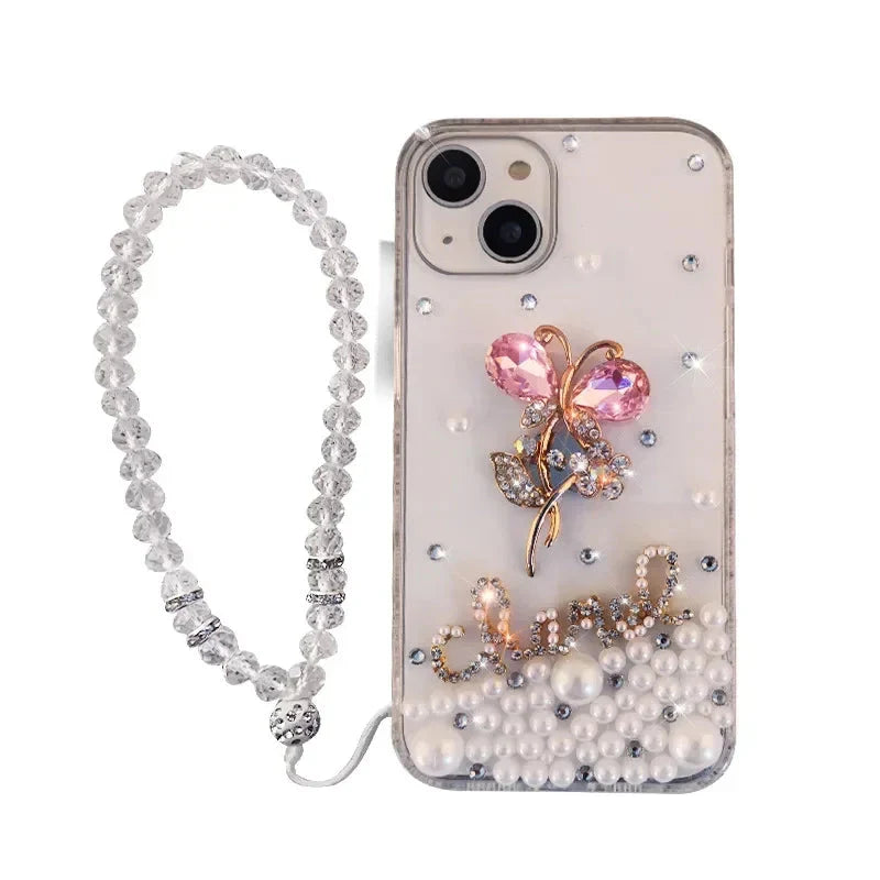 Diamond Rhinestone Flower Case Cover For Iphone series.