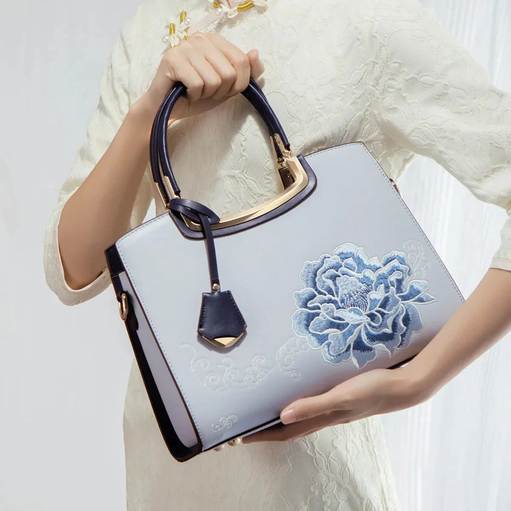 Embroidered Large Capacity Women's Shoulder Bag. High-end Top-handle Bag For Women.