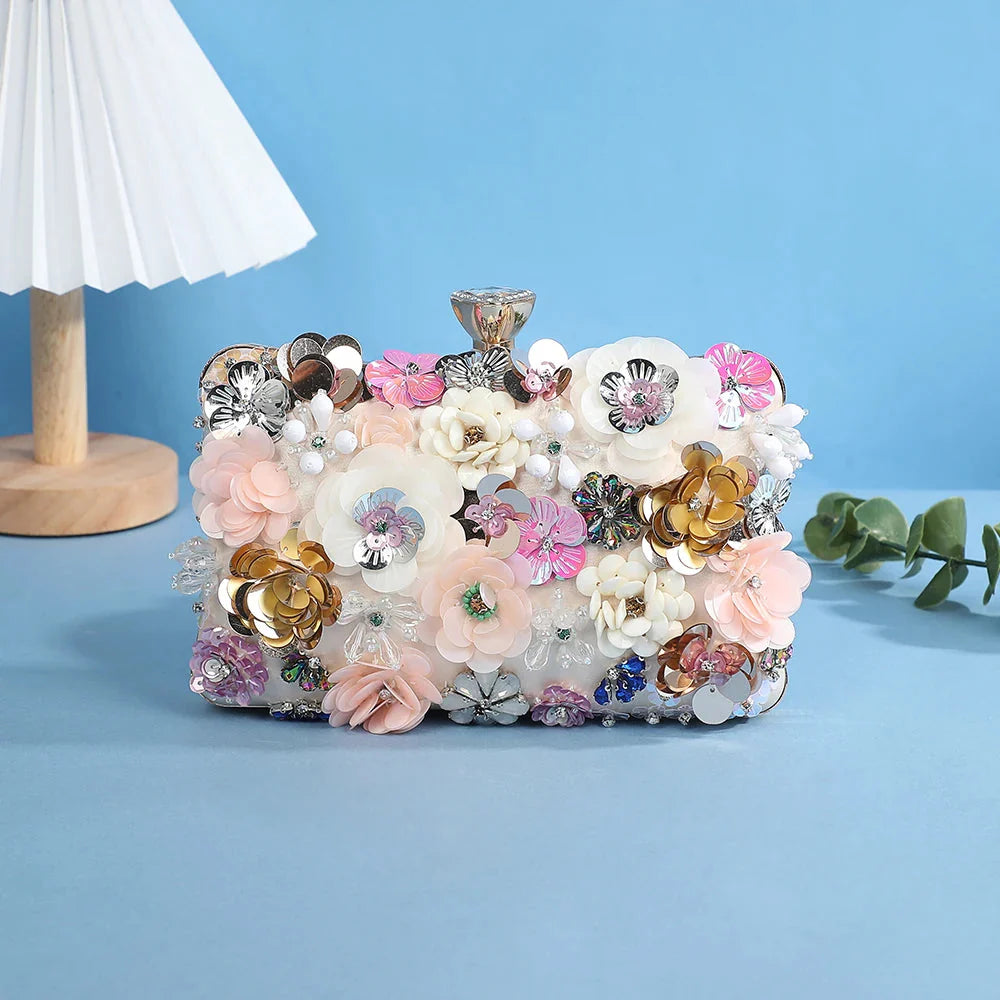 Flowery Evening Clutch Bag.