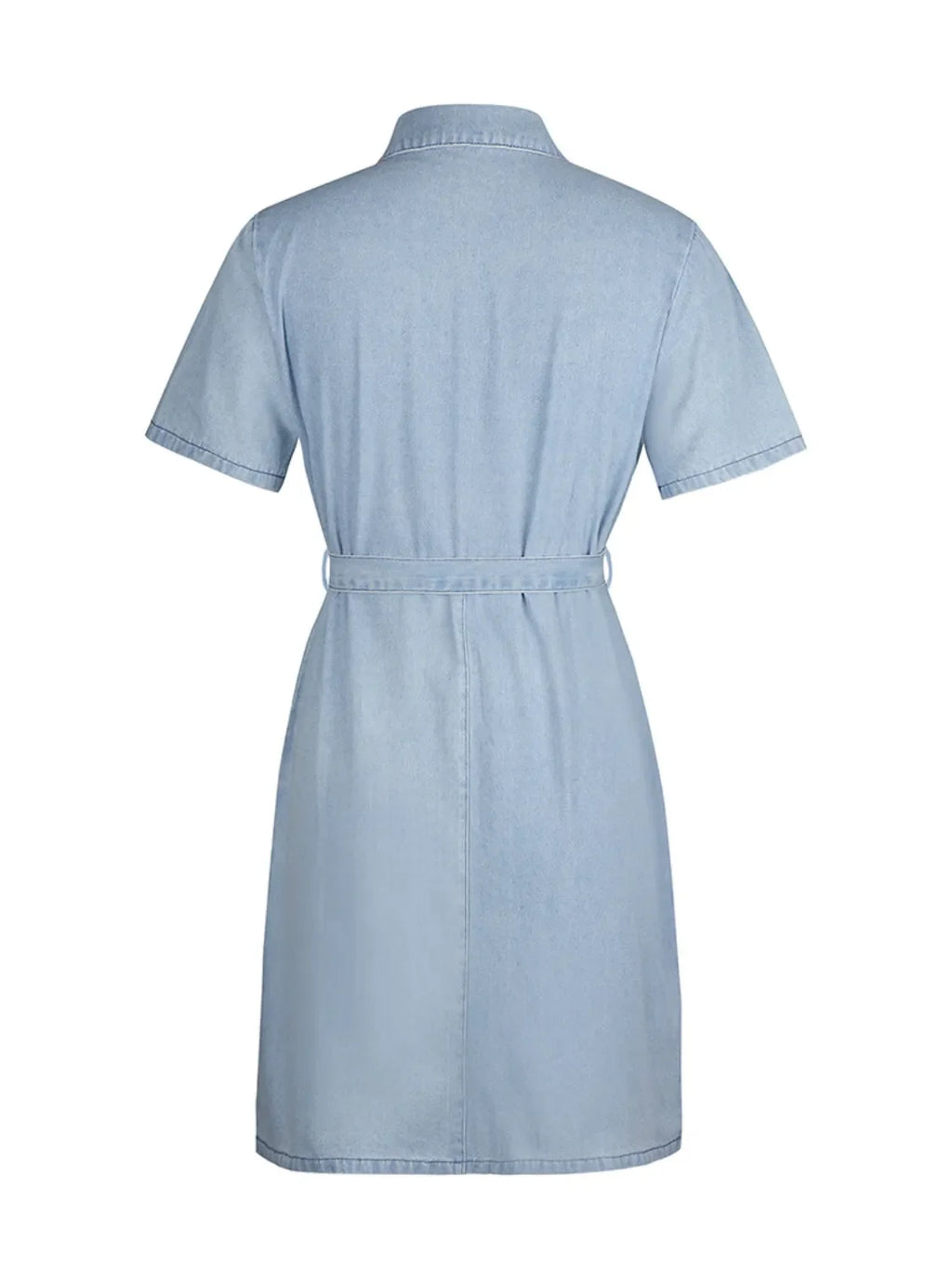 Full Size Zip Front Short Sleeve Denim Dress Plus Size.