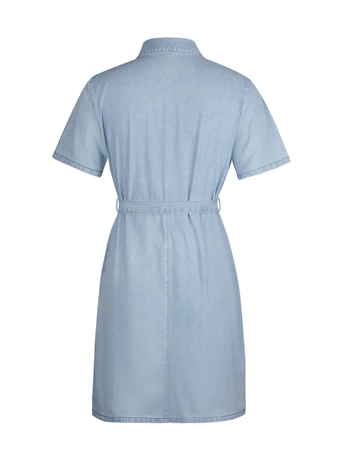 Full Size Zip Front Short Sleeve Denim Dress Plus Size.