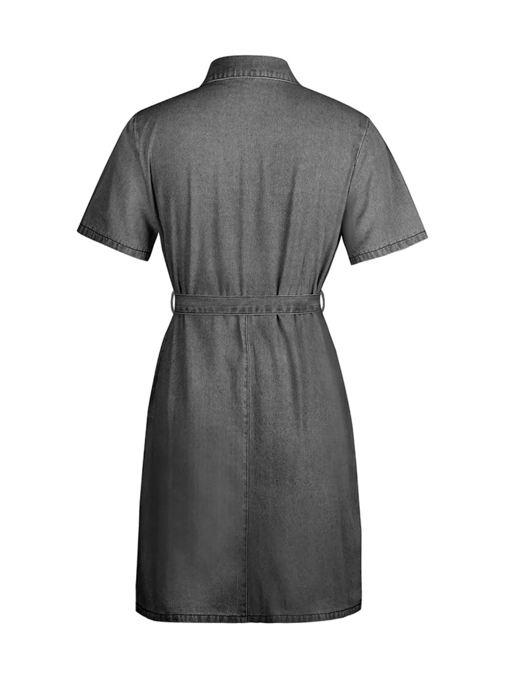 Full Size Zip Front Short Sleeve Denim Dress Plus Size.