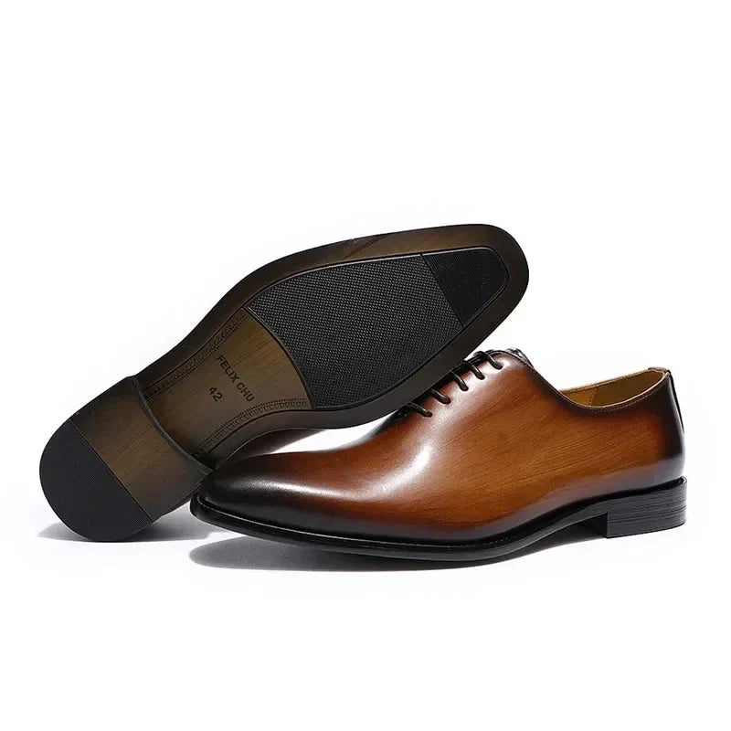 Genuine Cow Leather Men’s Wholecut Oxford Shoes