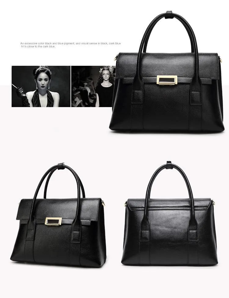 Genuine Leather Briefcase | Large Capacity Women's Bag | Maison Novaire