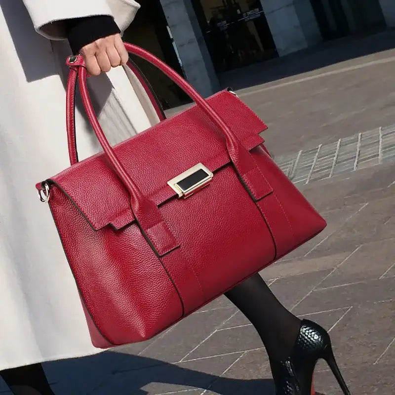 Genuine Leather Briefcase | Large Capacity Women's Bag | Maison Novaire