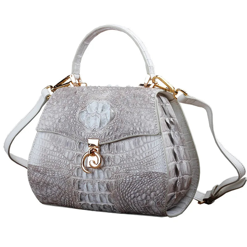Genuine White Alligator Doctor Purse | Exotic Crocodile Crossbody