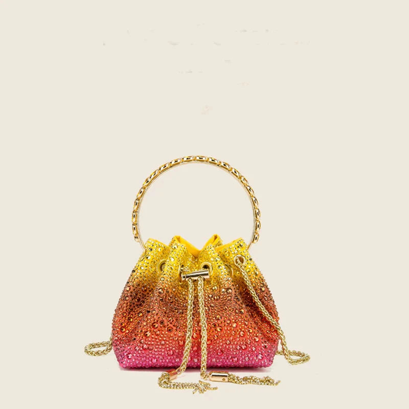 Handle Rhinestones Evening luxury clutch Purse.