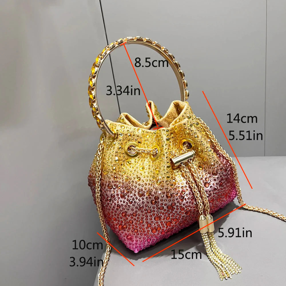 Handle Rhinestones Evening luxury clutch Purse.