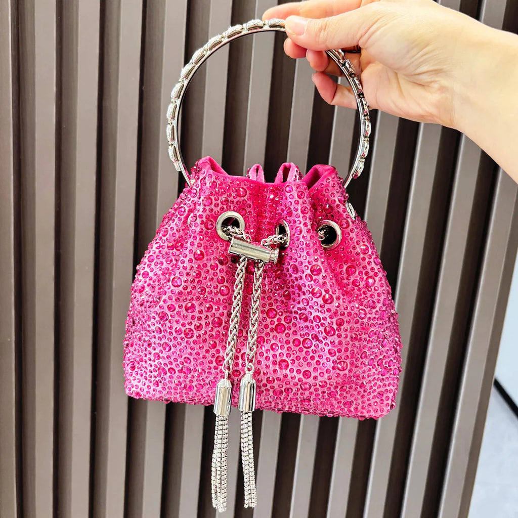 Handle Rhinestones Evening luxury clutch Purse.