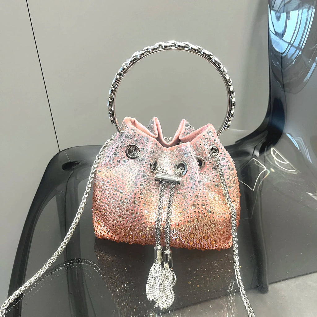 Handle Rhinestones Evening luxury clutch Purse.