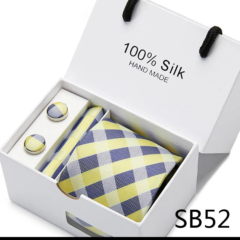 Maison Novaire 100% Silk Striped Floral Tie Set