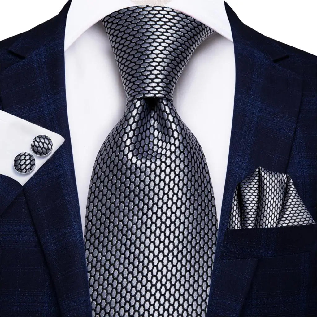 Hi-Tie Black Paisley Silk Tie 8.5cm | 100% Silk Men’s Formal Luxury Necktie for Wedding Business Party