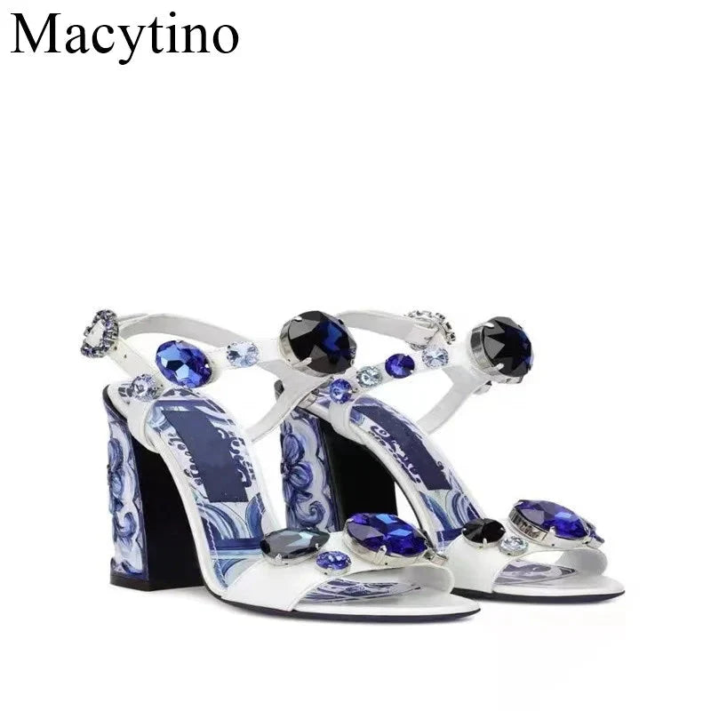 Luxury Diamond Crystal Decor Modern Sandals for Women.