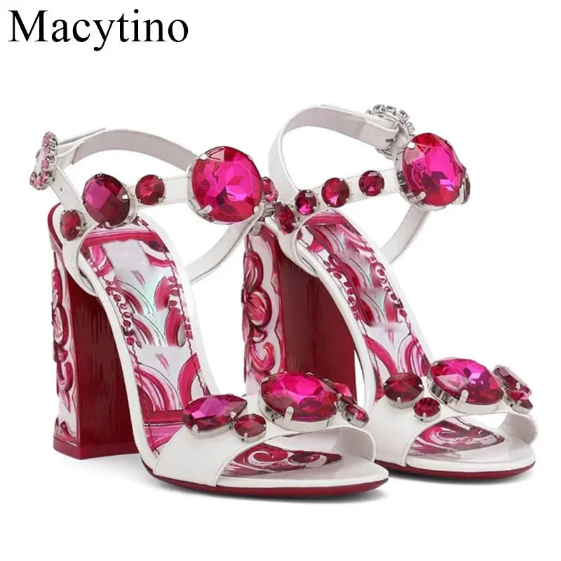 Luxury Diamond Crystal Decor Modern Sandals for Women.