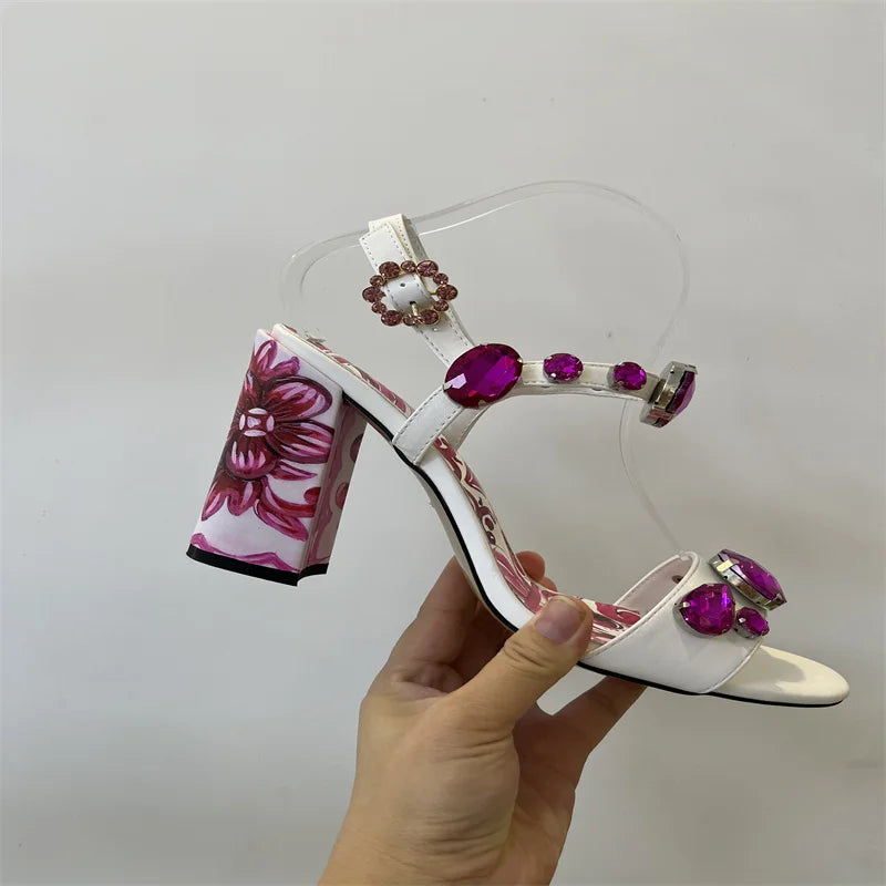 Luxury Diamond Crystal Decor Modern Sandals for Women.