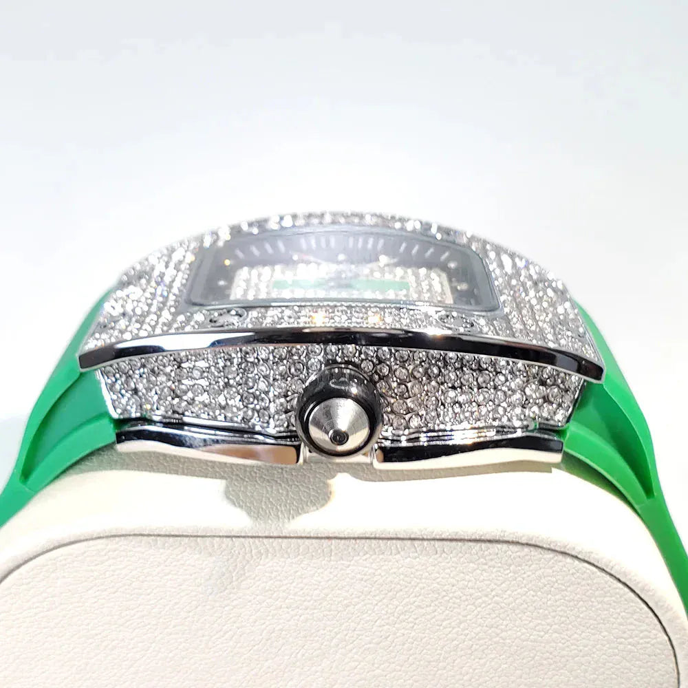 Luxury Diamond Women’s Watch | Tonneau Ice-Out Waterproof Sport Clock