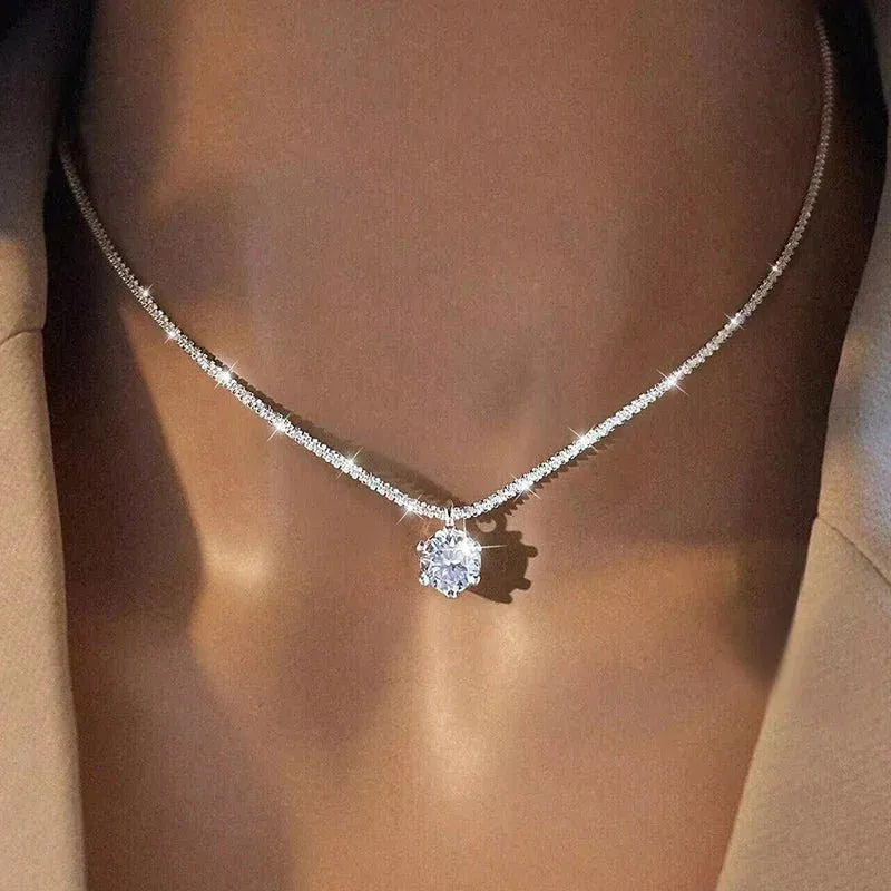 Luxury Moissanite Necklace 1CT – GRA Certified 925 Silver Pendant