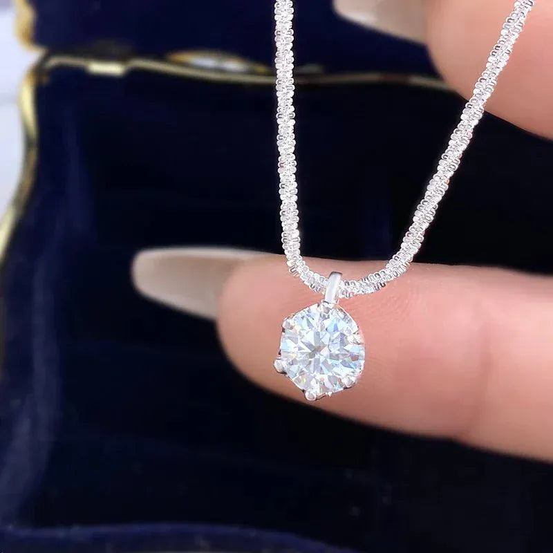 Luxury Moissanite Necklace 1CT – GRA Certified 925 Silver Pendant