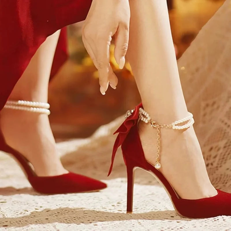Luxury Pearl Butterfly High Heel Pumps
